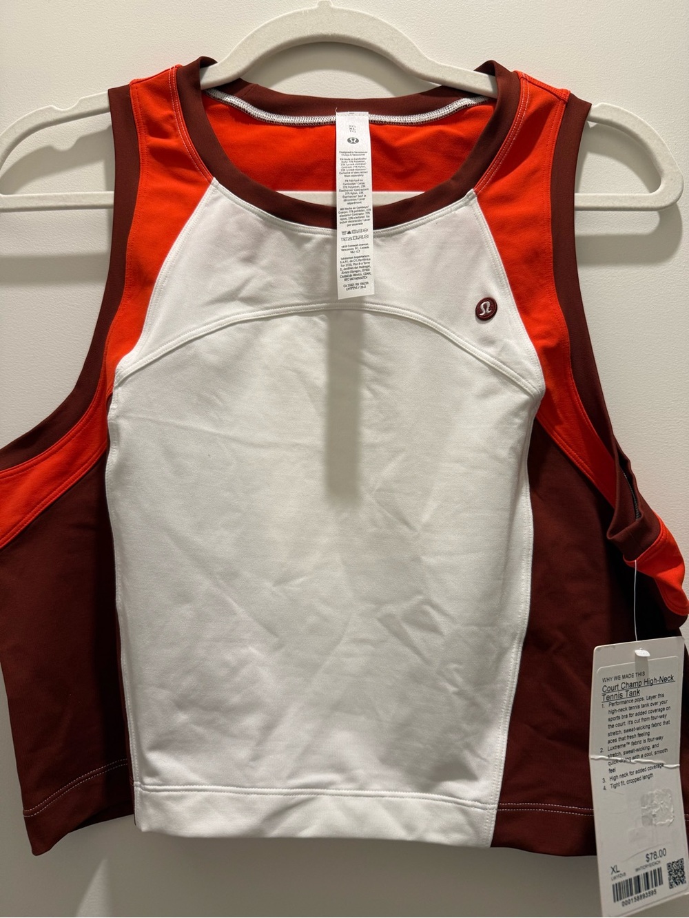 lululemon athletica White, Red & Burgundy Swim Tank
